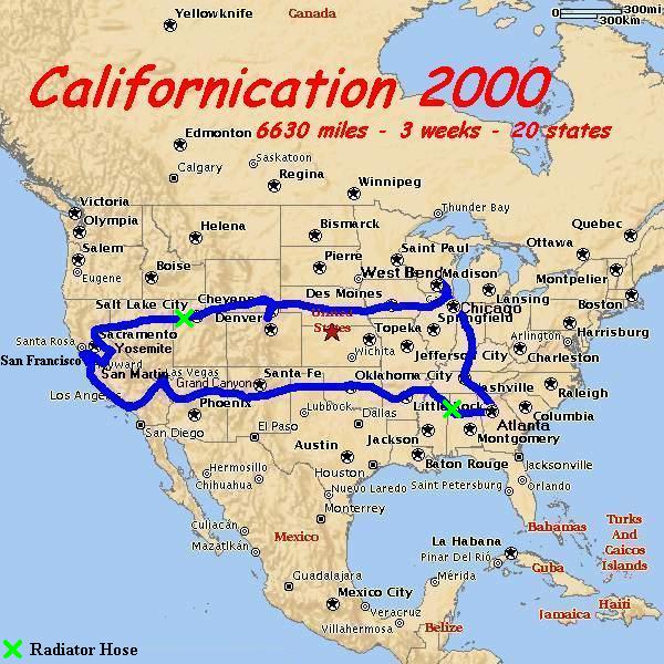 Californication 2000 tour map
