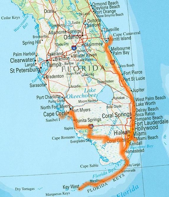Southern South Florida 2017 tour map (112 KB)